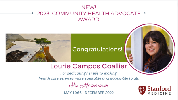 2023 21st Annual Community Health Symposium Community Health Advocate Award | Lourie Campos Coallier